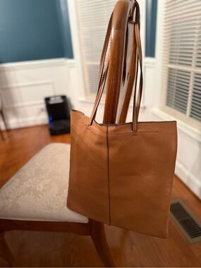 Banana Republic Leather Effortless Tote Cognac British Tan Pebbled Leather